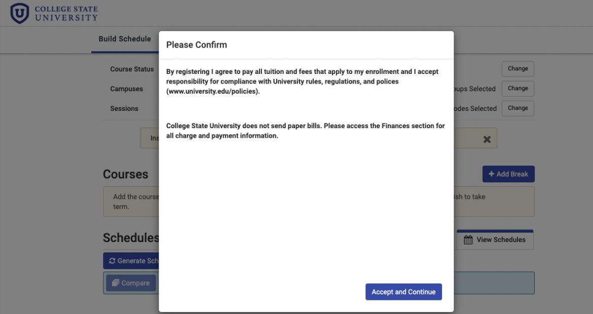 Screenshot: 1. Accommodating seamless completion of registration-related tasks in a few clicks