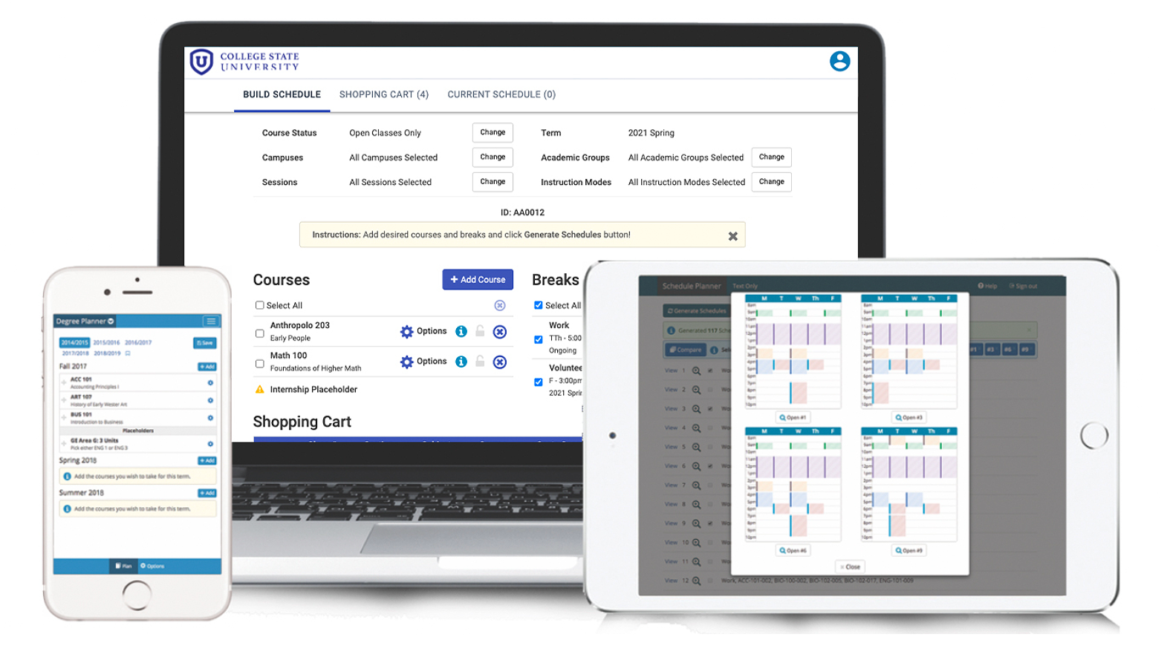 Screenshot: Empowering students to easily build conflict-free schedules with a mobile-friendly interface